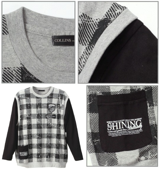 COLLINS フェイクベストTシャツ モクグレー×ブラック