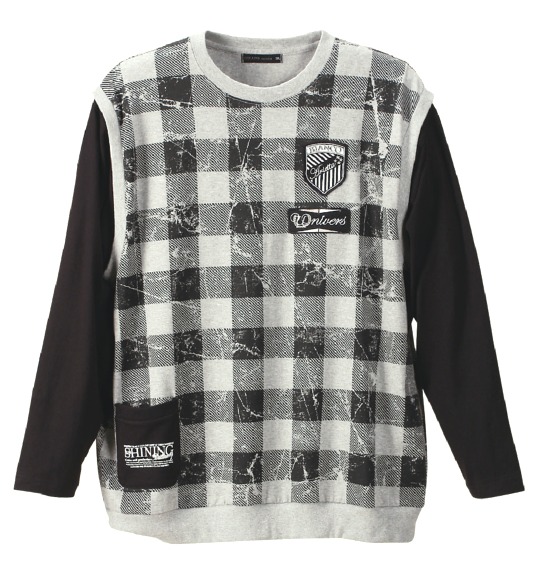 COLLINS フェイクベストTシャツ モクグレー×ブラック