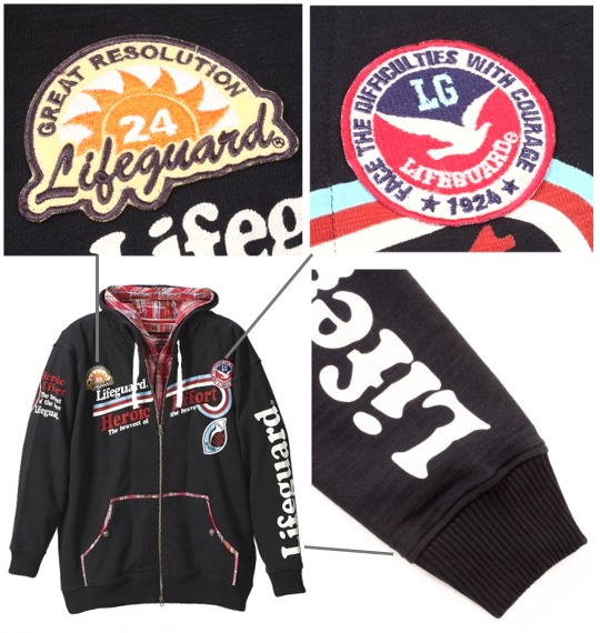 LIFE GUARD フルジップパーカー ブラック