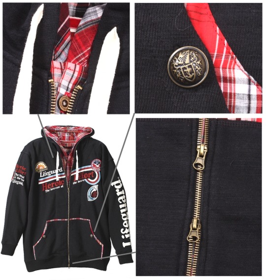 LIFE GUARD フルジップパーカー ブラック