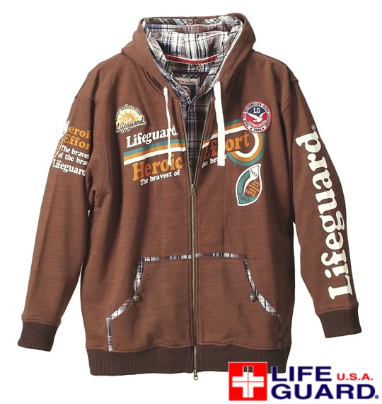 LIFE GUARD フルジップパーカー ブラウン