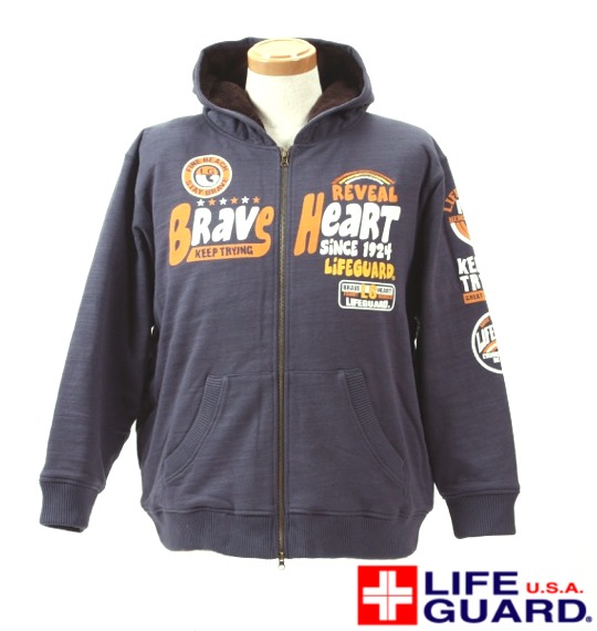 LIFE GUARD 裏ボアフルジップパーカー ネイビー