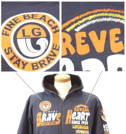 LIFE GUARD 裏ボアフルジップパーカー ネイビー