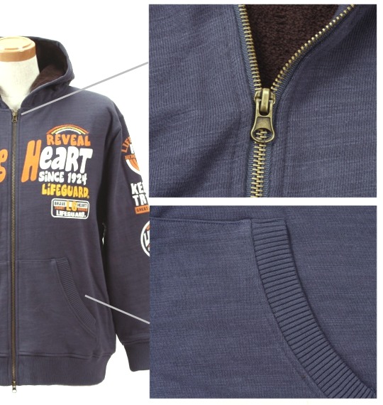 LIFE GUARD 裏ボアフルジップパーカー ネイビー