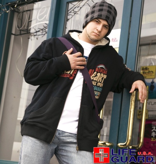 LIFE GUARD 裏ボアフルジップパーカー ブラック