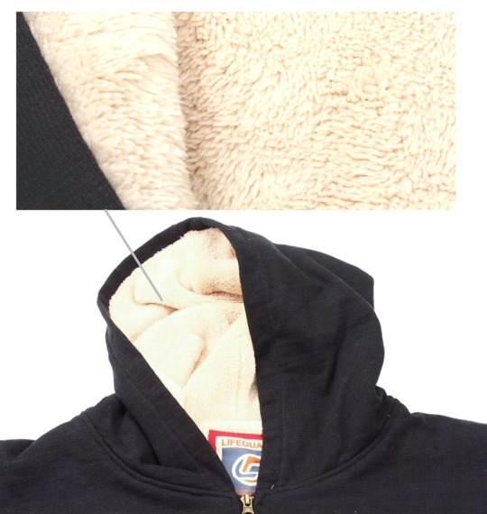 LIFE GUARD 裏ボアフルジップパーカー ブラック