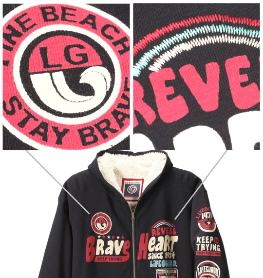 LIFE GUARD 裏ボアフルジップパーカー ブラック