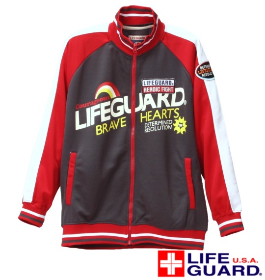 LIFE GUARD ジャージジャケット チャコール×レッド
