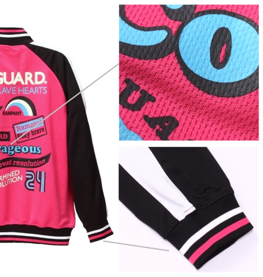 LIFE GUARD ジャージジャケット ピンク×ブラック