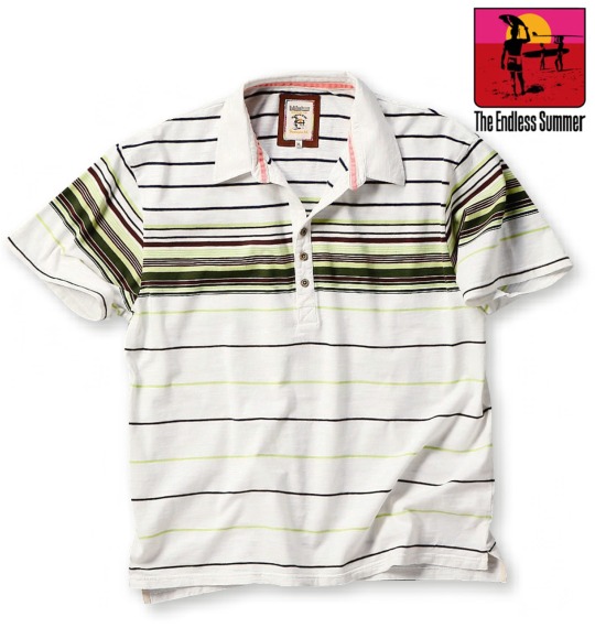 The Endless Summer ボーダーポロシャツ半袖 ホワイト