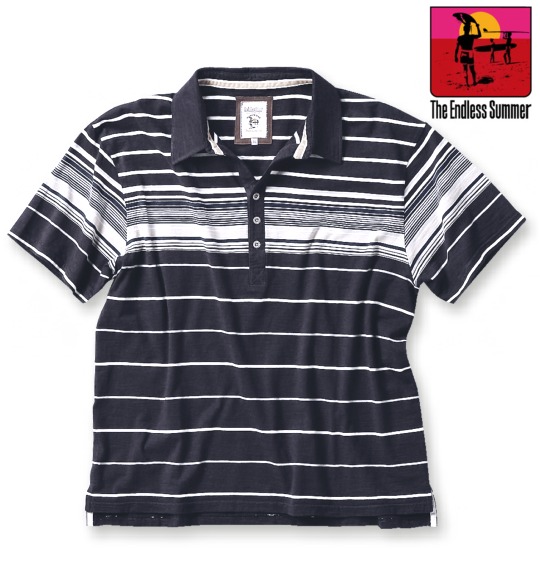 The Endless Summer ボーダーポロシャツ半袖 チャコール