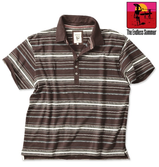 The Endless Summer ボーダーポロシャツ半袖 ブラウン
