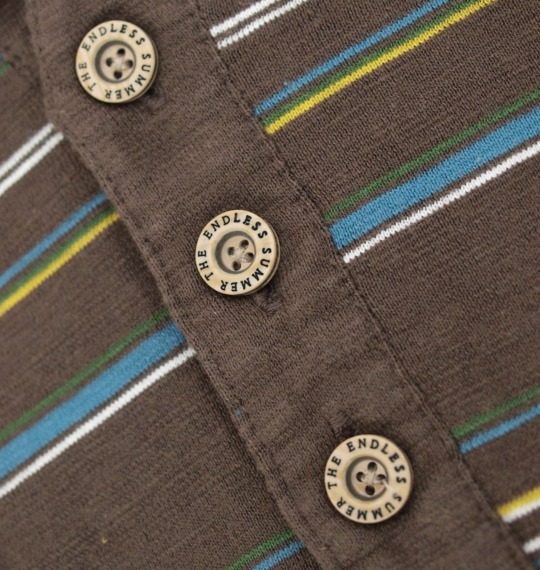 The Endless Summer ボーダーポロシャツ半袖 ブラウン