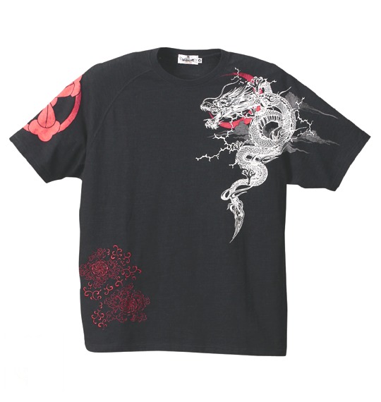 絡繰魂 和柄ラグランTシャツ半袖 スミクロ
