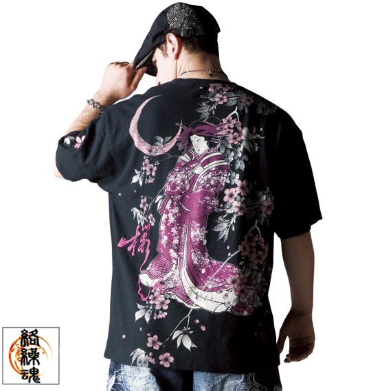 絡繰魂 和柄Tシャツ(半袖) スミクロ