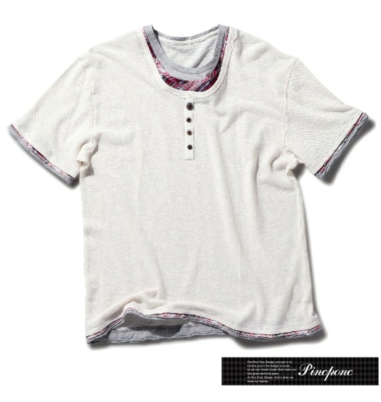 Pincponc YヘンリーTシャツ(半袖) オフホワイト