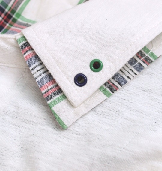 Pincponc チェック使いポロシャツ(半袖) オフホワイト