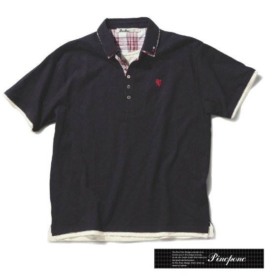 Pincponc チェック使いポロシャツ(半袖) ブラック