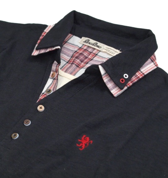 Pincponc チェック使いポロシャツ(半袖) ブラック