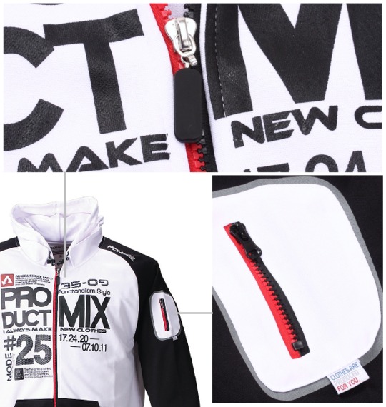 PRODUCT MIX フード付ジャージジャケット ホワイト×ブラック
