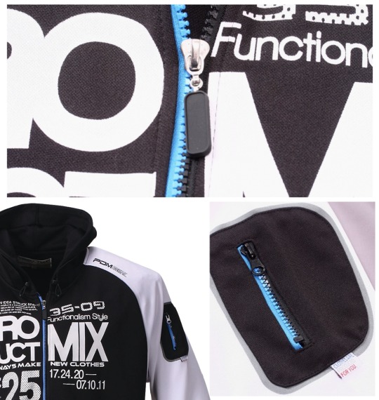 PRODUCT MIX フード付ジャージジャケット ブラック×ホワイト