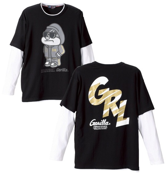 Gorilla フェイクレイヤードTシャツ ブラック×ホワイト