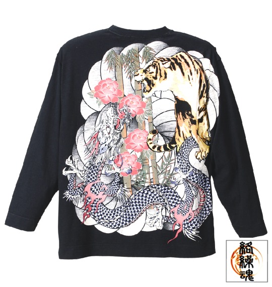 絡繰魂 和柄Tシャツ スミクロ