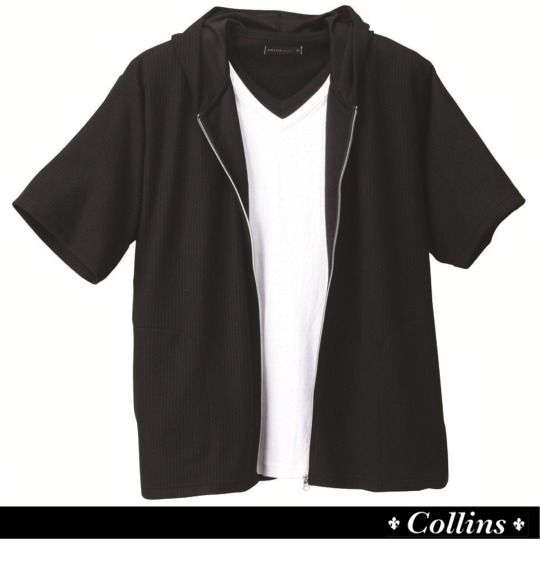 COLLINS ジップパーカー+VTシャツ半袖 ブラック×ホワイト