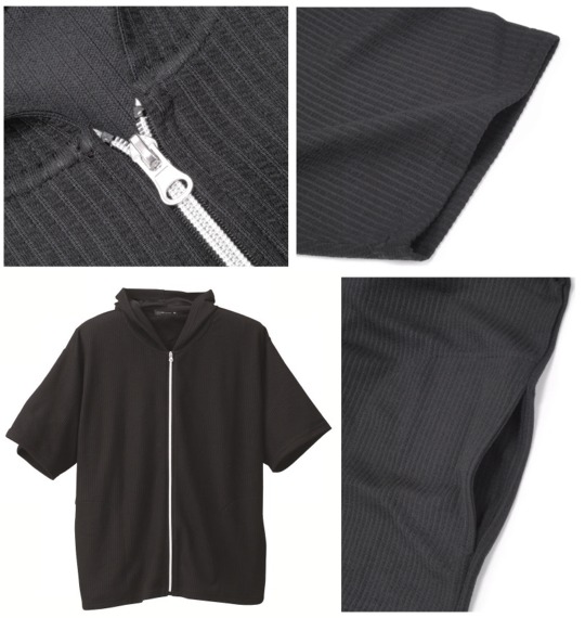 COLLINS ジップパーカー+VTシャツ半袖 ブラック×ホワイト