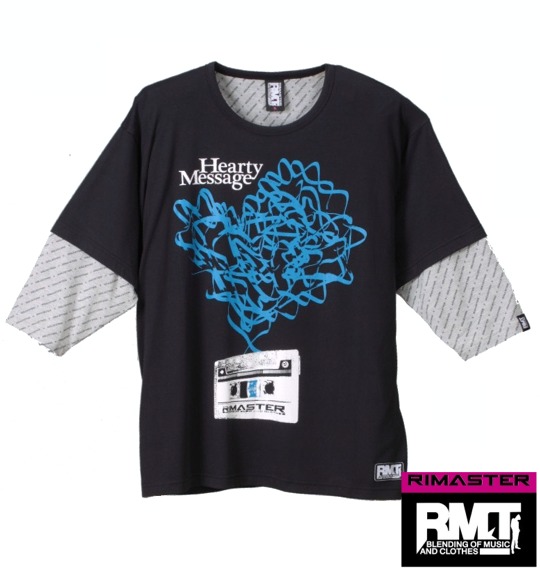 RIMASTER フェイク七分袖Tシャツ ブラック×モクグレー