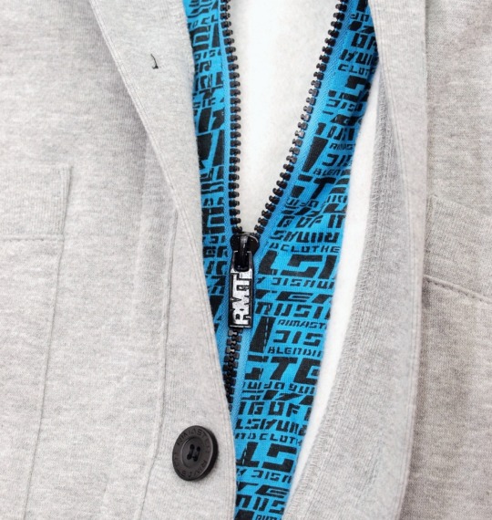 RIMASTER フェイクレイヤードパーカー モクグレー×ブルー