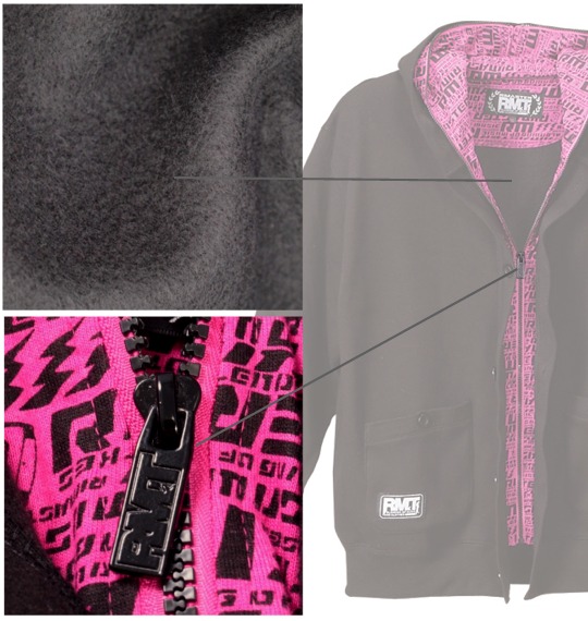 RIMASTER フェイクレイヤードパーカー ブラック×ピンク