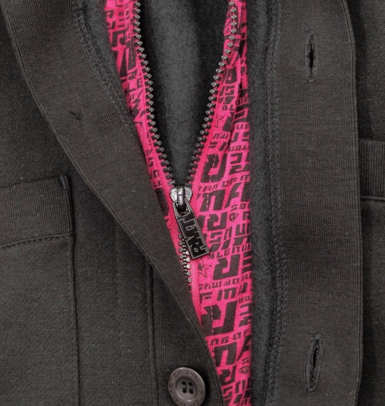 RIMASTER フェイクレイヤードパーカー ブラック×ピンク