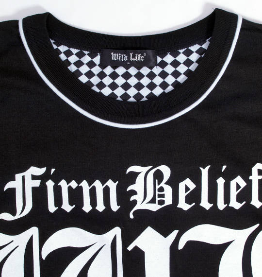 WILD LIFE フェイククルーネックTシャツ ブラック