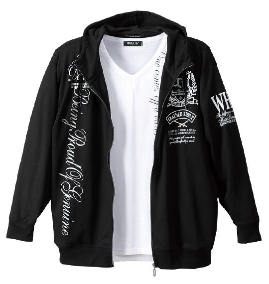 WILD LIFE ジップパーカー+VT半袖 ブラック×ホワイト