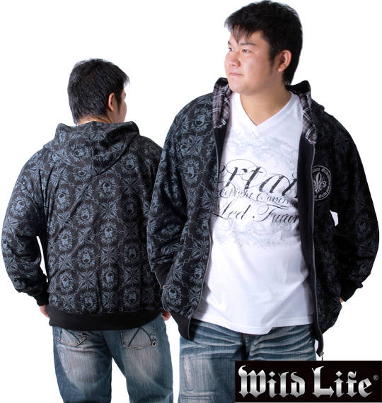 WILD LIFE ジップパーカー+VT半袖 ブラック×ホワイト