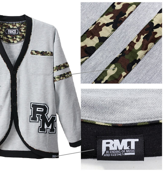 RIMASTER カーディガン+Tシャツ(半袖) モクグレー×ブラック