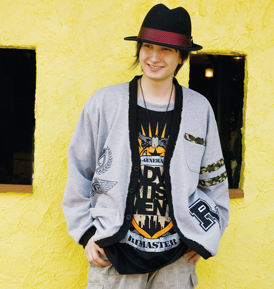 RIMASTER カーディガン+Tシャツ(半袖) モクグレー×ブラック