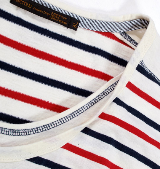 Pincponc フェイクボーダーTシャツ(長袖) オフホワイト