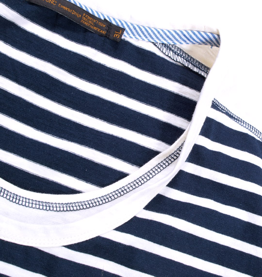 Pincponc フェイクボーダーTシャツ(長袖) ネイビー