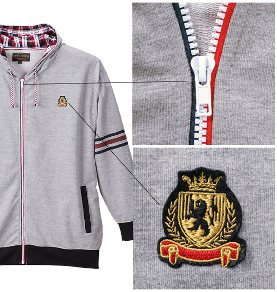 Pincponc フルジップパーカー モクグレー