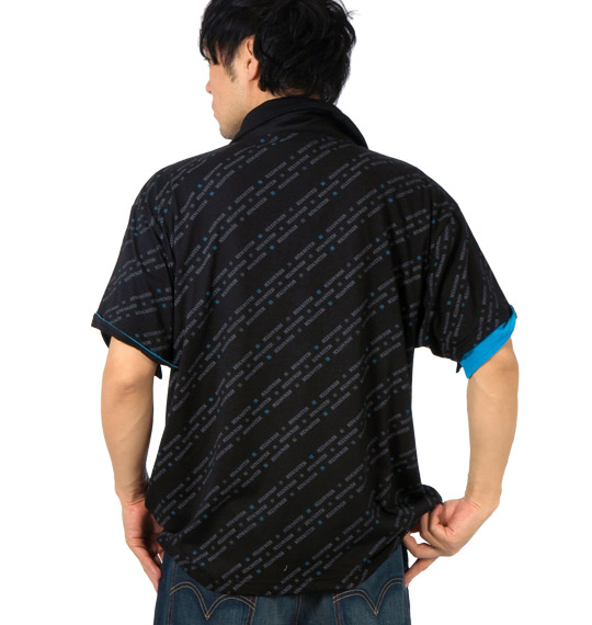 RIMASTER 総柄プリントポロシャツ(半袖) ブラック
