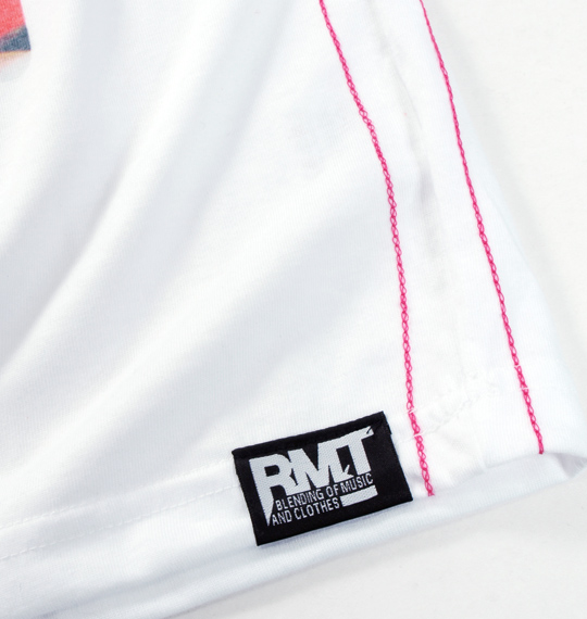 RIMASTER フロッキー&昇華転写プリント半袖Tシャツ ホワイト×ピンク