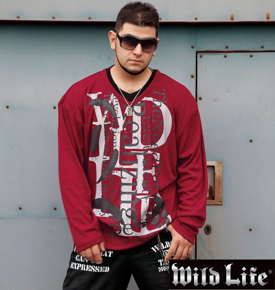 WILD LIFE フェイクVTシャツ ワイン