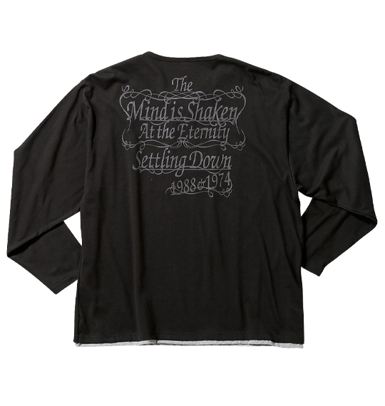 in the attic WファスナーヘンリーTシャツ ブラック×杢チャコール