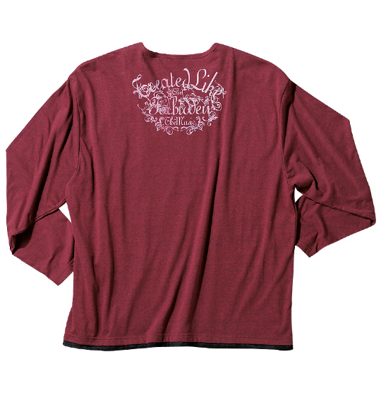in the attic ネックレス付Tシャツ ワイン×ブラック