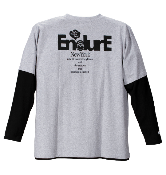 ENDURE フェイクレイヤード長袖Tシャツ モクグレー×ブラック