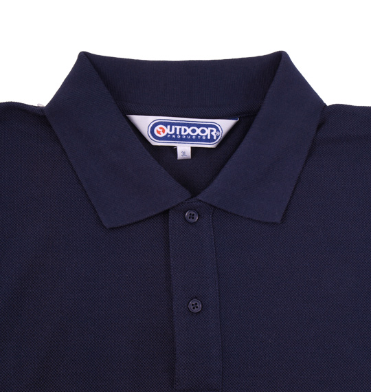 OUTDOOR PRODUCTS 鹿の子長袖ポロシャツ ネイビー