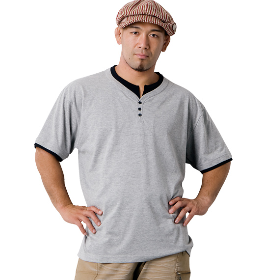 CIRCUMSTANCE 長袖ジップスタンド+半袖Tシャツ ブラック×モクグレー