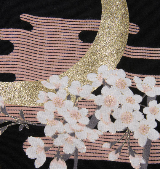 絡繰魂抜刀娘 月光桜Tシャツ(半袖) ブラック